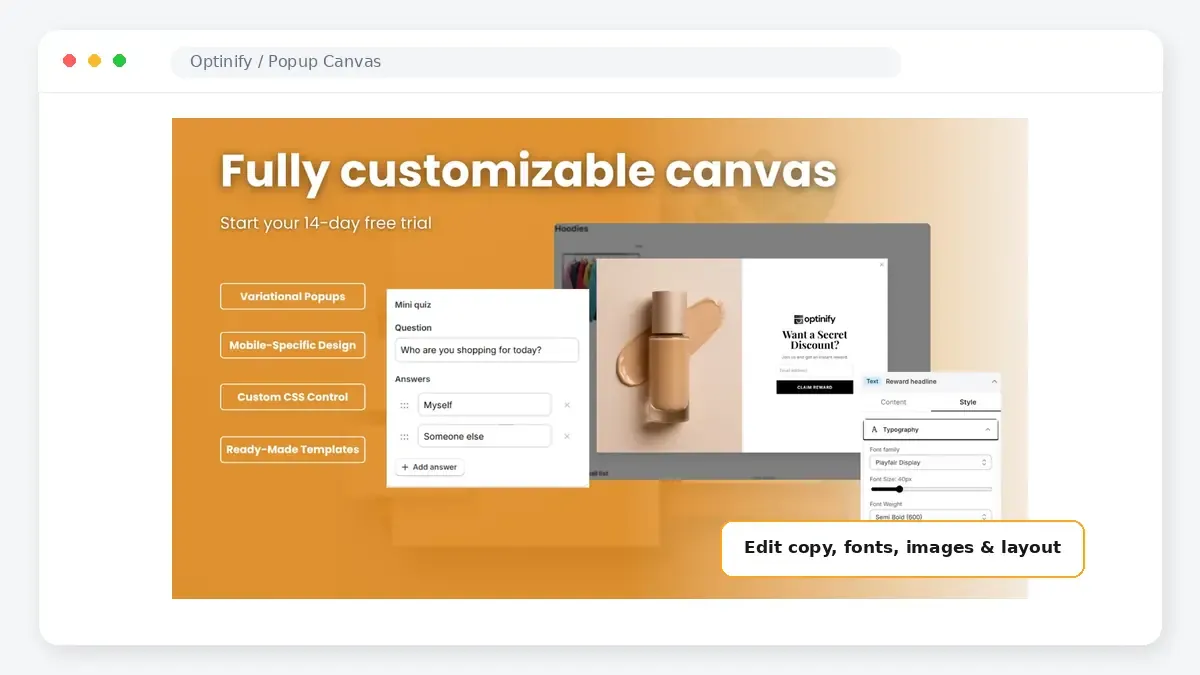 Customize popup canvass