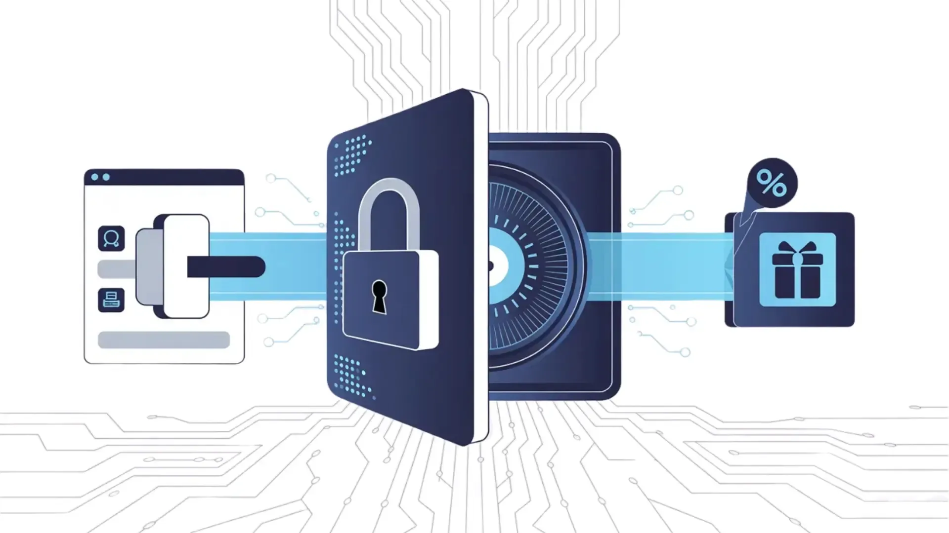 An abstract graphic showing the benefits of zero-party data collection, illustrating a secure value exchange between a customer and a brand.