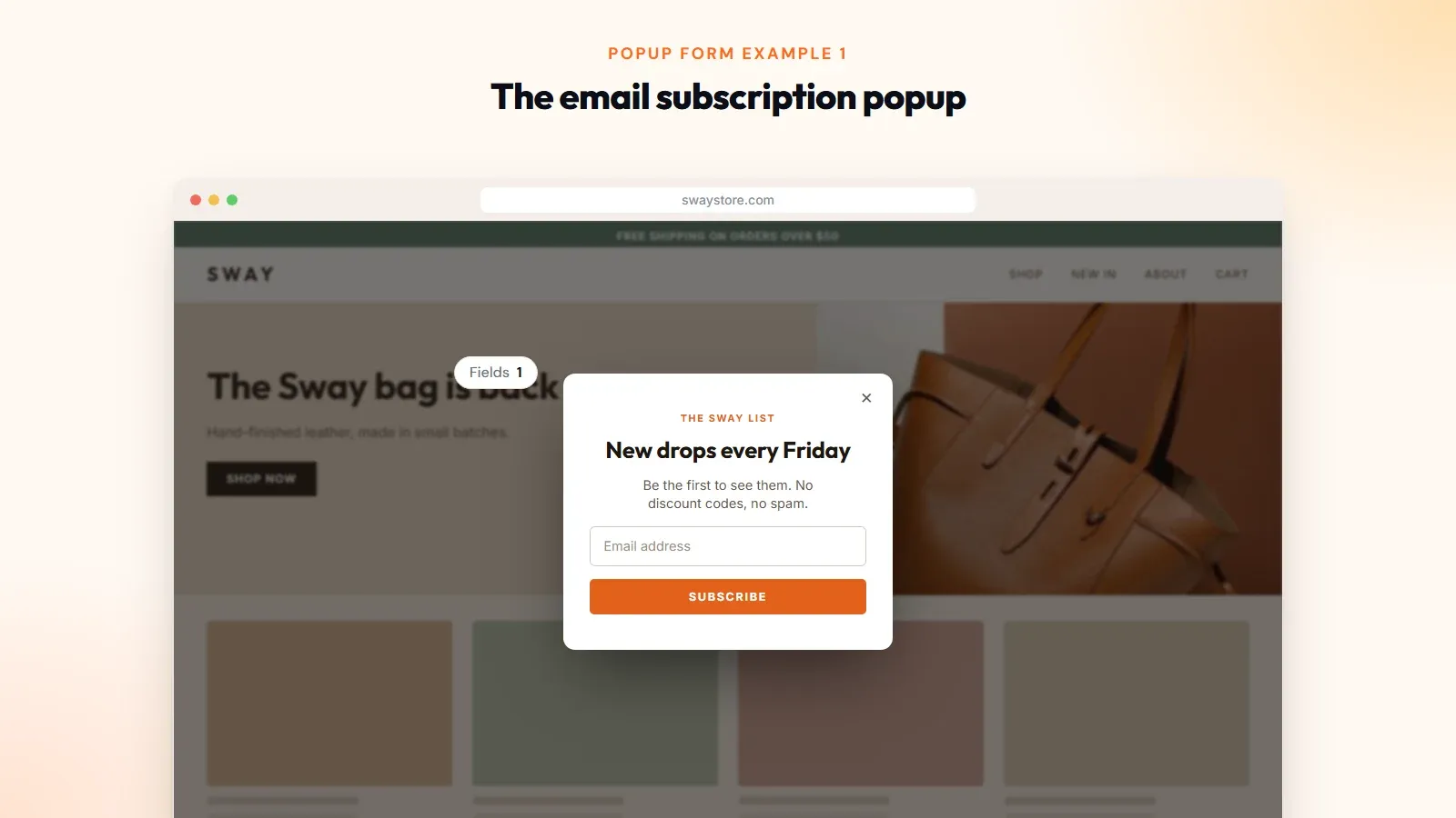 Email subscription popup form