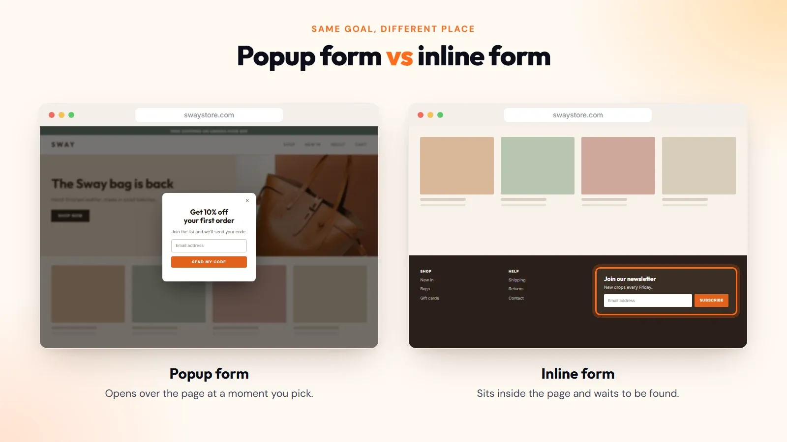 Popup form vs inline form