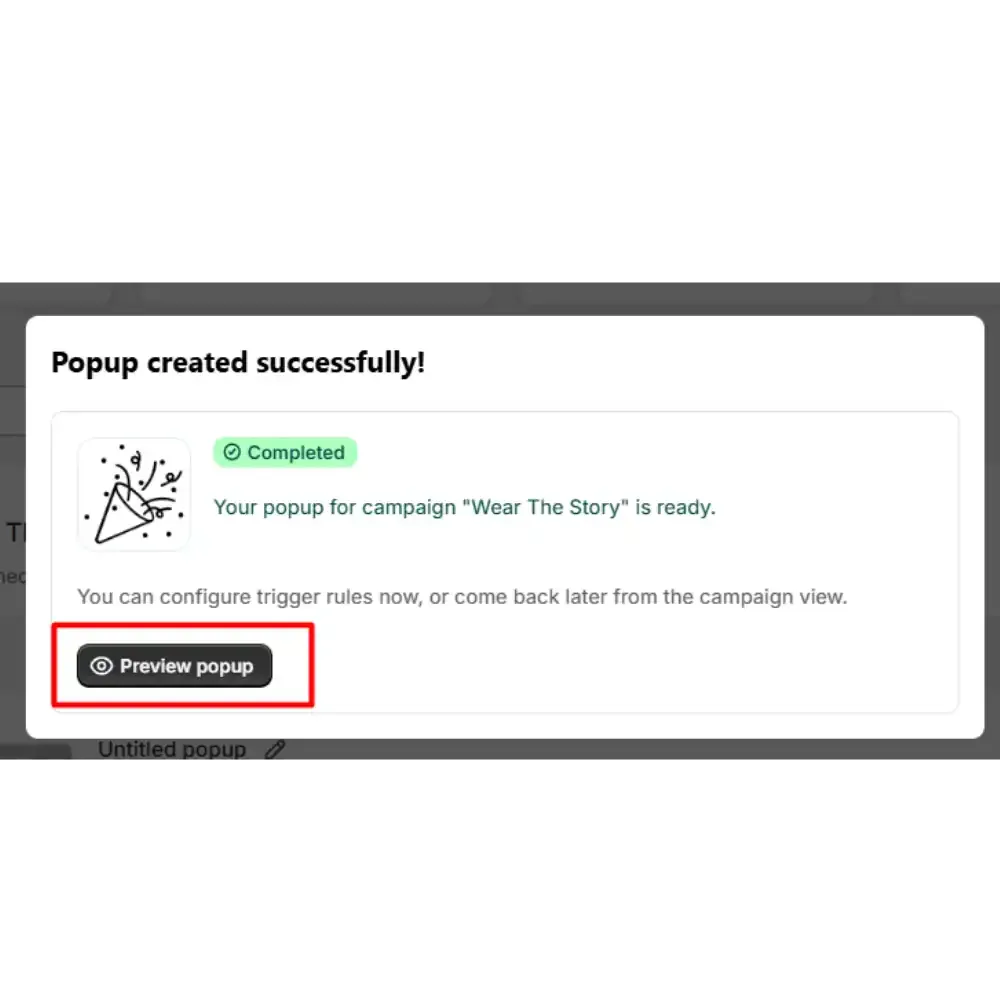 Preview your popup before publish