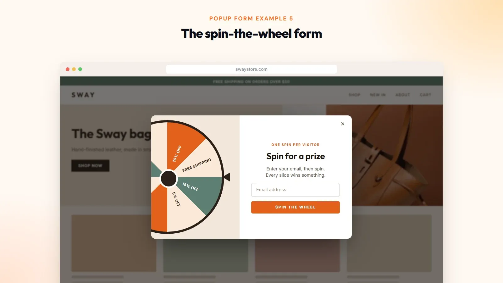 spin the wheel popup form
