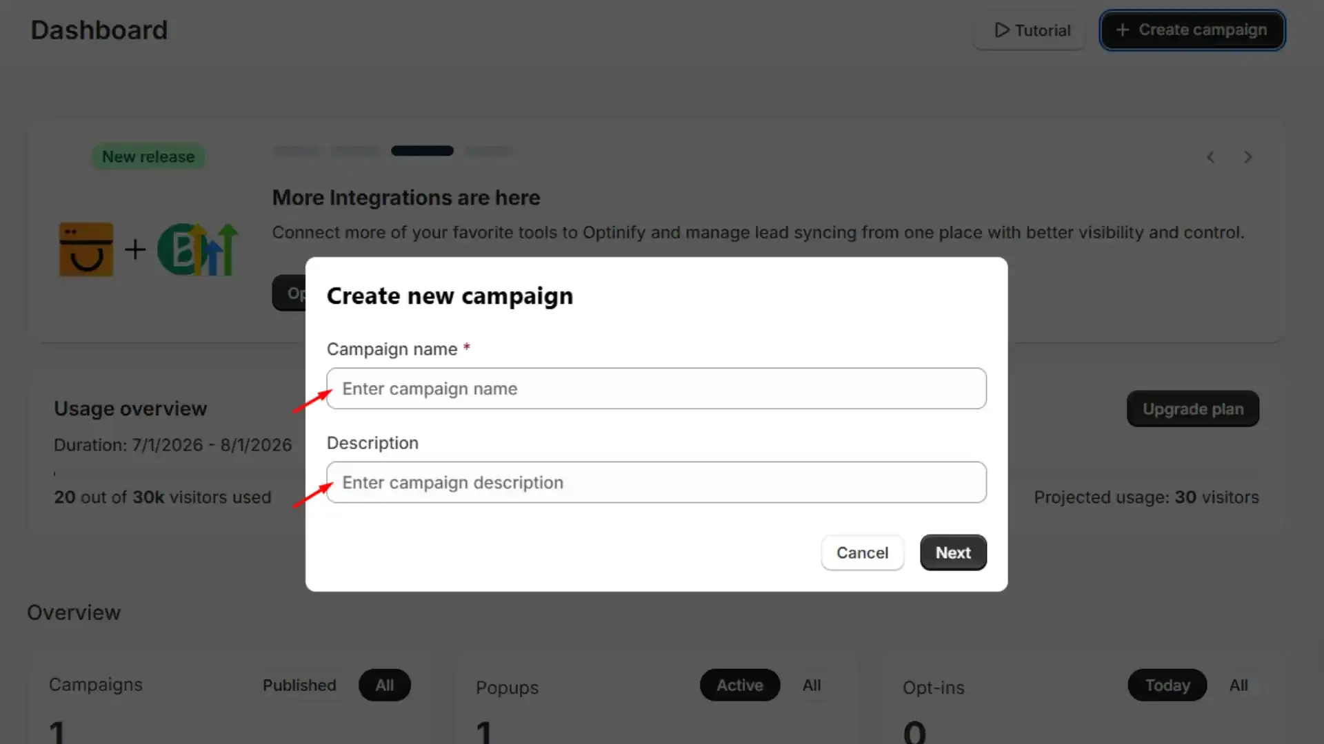Tap on create campaign