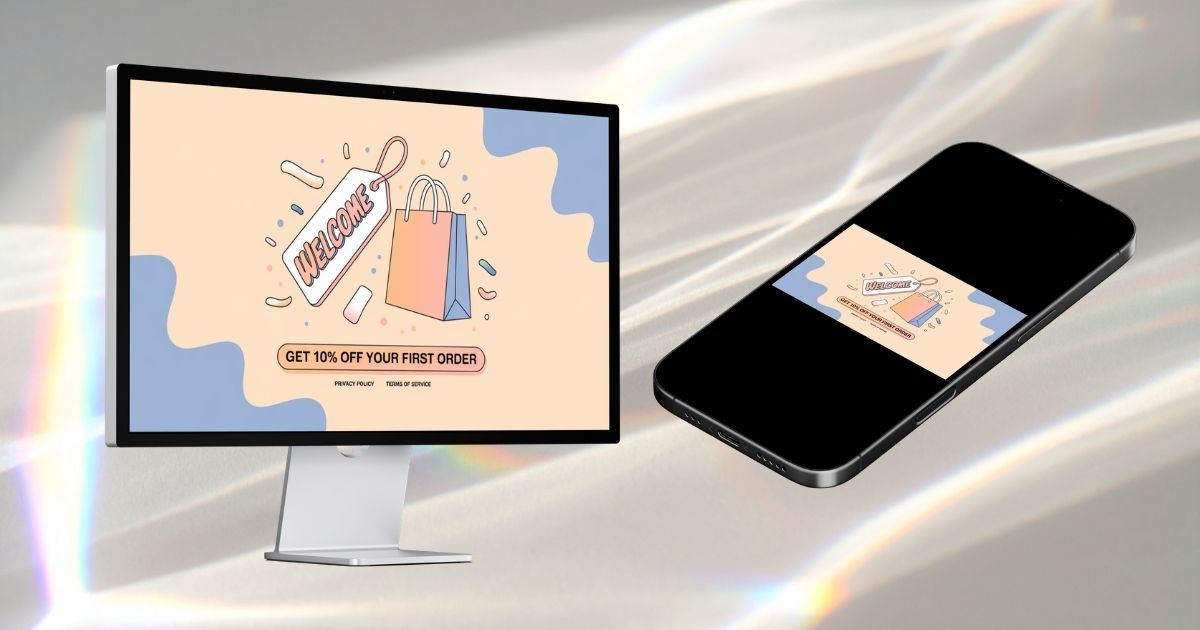 showcasing a first-timer welcome discount popup as one of the sales promotion examples for Shopify.